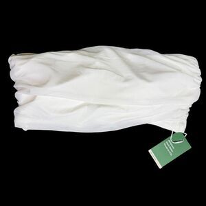 NEW Halara XL White Ruched Strapless Bandeau Tube Top Built-In Bra